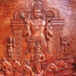 Surya Mantras - Lord Surya wooden engraved statue