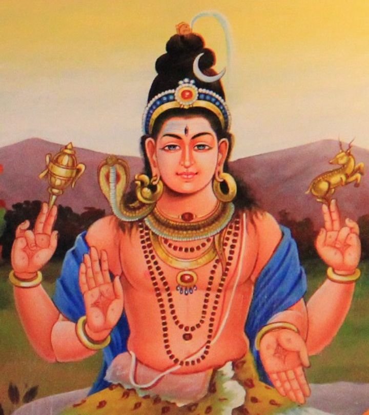 Shiva Mantras - Lord Shiva wall painting in a temple.