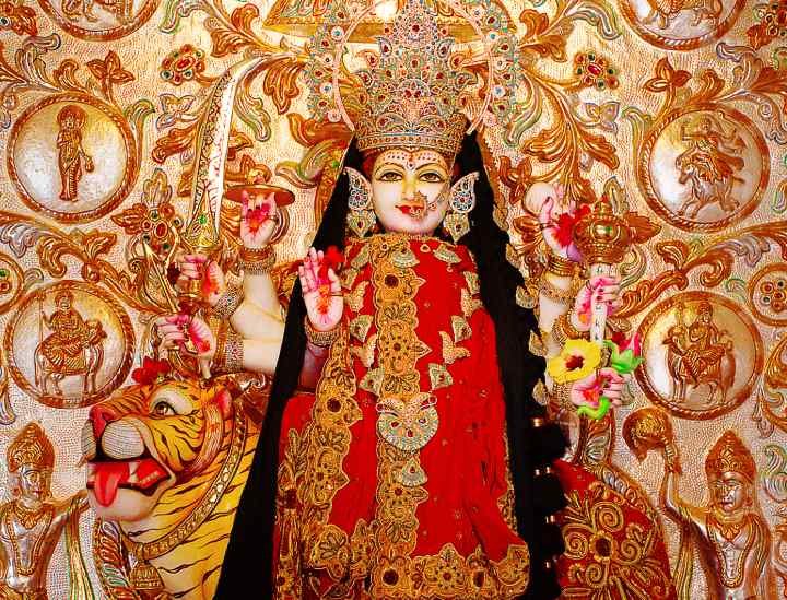 Durga Beej Mantra - Goddess Durga Statue in a Temple.