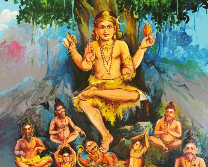 Dakshinamurthy Gayatri Mantra - Lord Dakshinamurthy painting in Chidambaram Temple